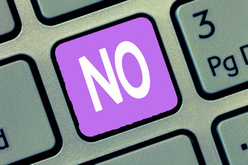 Word writing text No. Business concept for Put a stop on the current activity State of Rejection...