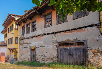 a historic street in Cumalikizik, old houses,  wooden door, bursa