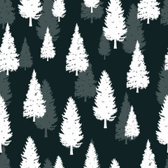 Fototapeta premium Cool Winter Pine Tree Seamless Pattern Background Wallpaper