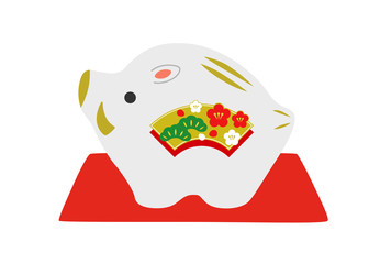 猪の置物　亥年　年賀状素材