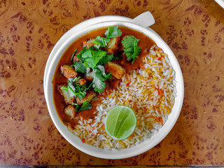 vegetarian Rice Bowl with vegetarian gravy or curry