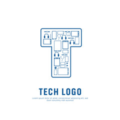 Letter T gadget tech review or store logo icon illustration inspiration