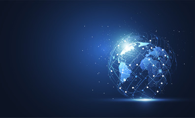 Global network connection. World map point and line composition concept of global business. Vector Illustration