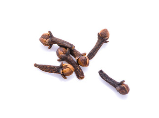 dry cloves on white background