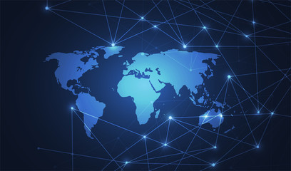 Global network connection. World map point and line composition concept of global business. Vector Illustration