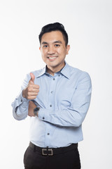 Asian professional man giving thumbs up