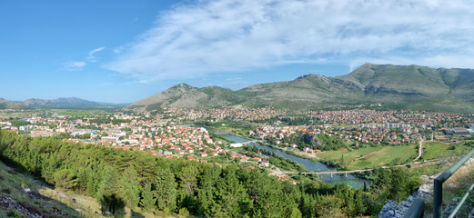 Fototapeta na wymiar High View On Trebinje Town And Valley Of Trebisnjica River