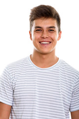 Fototapeta premium Studio shot of young happy man smiling