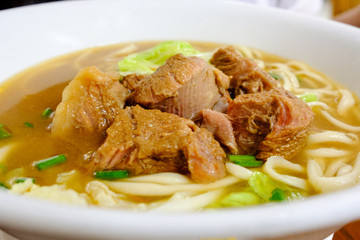 Chinese Beef Noodle Soup Serve in a hot bowl. Sprinkle with spring onion