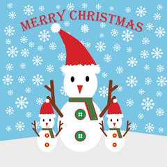 Merry christmas with Snow man on winter backgrounds