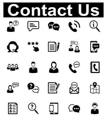 Contact Us Icon Set - 2 (Black Series)