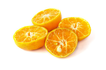 fresh Chinese orange cut isolate on white background
