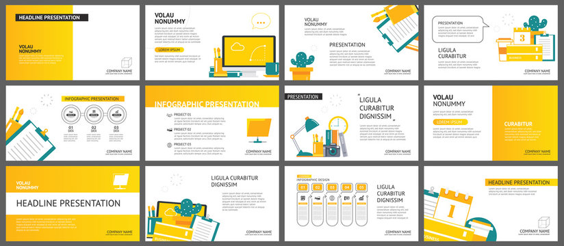 Yellow and white element for slide business office background. Presentation template. Use for annual report, flyer, corporate marketing, leaflet, advertising, brochure, modern style.