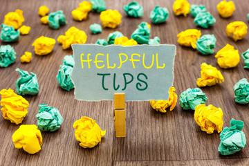 Text sign showing Helpful Tip s is. Conceptual photo Ask an Expert Solutions Hints Consulting...