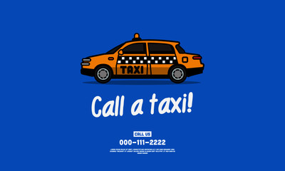 Call A Taxi Sedan Cab Vector Illustration