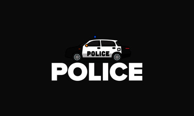 Obraz premium Sedan Cop Police Car Typography Vector Illustration