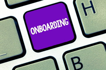 Conceptual hand writing showing Onboarding. Business photo text Action Process of integrating a new...
