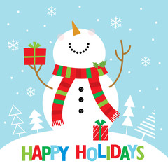 snowman christmas greeting card
