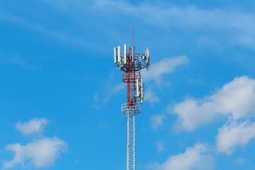 phone tower or cell phone tower with blue sky