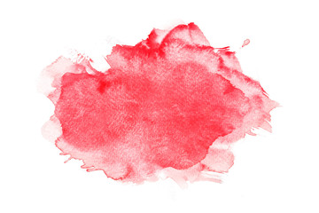 red watercolor isolated on white backgrounds, hand painting on paper