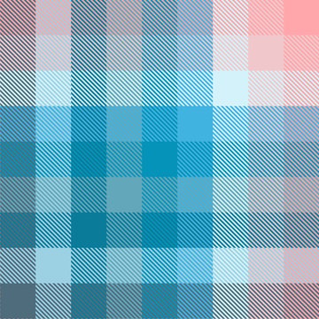 Plaid pattern in shades of blue and pink. Seamless fabric texture.
