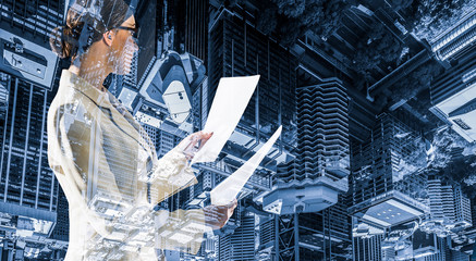 She is lady boss. Mixed media