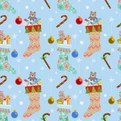 christmas socks and gift seamless pattern.