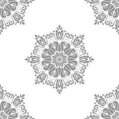 Classic seamless pattern. Damask orient silver ornament. Classic vintage background