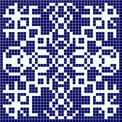 vector. White pixel snowflake on a  blue  background. Pixel art.