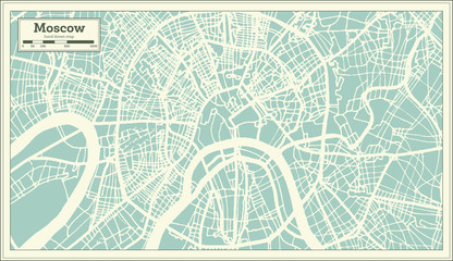 Moscow Russia City Map in Retro Style. Outline Map.