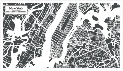 New York USA City Map in Retro Style. Outline Map.