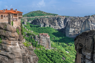 Fototapeta na wymiar Mountain valley under the walls of the monastery