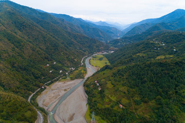Valley of the mountain river Ajaristskali in Georgia.