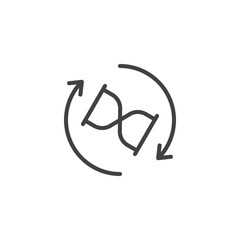 Hourglass rotation arrows outline icon. linear style sign for mobile concept and web design. Time reload simple line vector icon. Symbol, logo illustration. Pixel perfect vector graphics