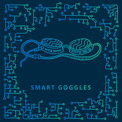 Naklejka premium Smart goggles with circuit board frame