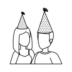 young couple with party hat