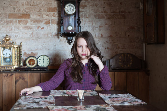 portrait of a beautiful brunette girl