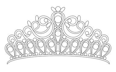 tiara crown women's wedding with stones drawing vector eps 10 © Lasa