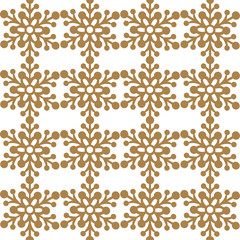 Seamless pattern with golden snowflakes and on a white background