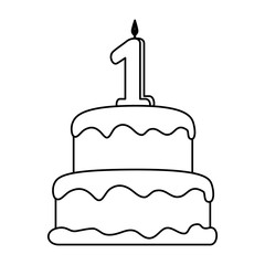 delicious cake with candle number one