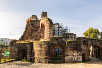 Trier, Germany. The Imperial Baths (Kaiserthermen), a large Roman bath complex from the ancient city of Augusta Treverorum. A World Heritage Site since 1986