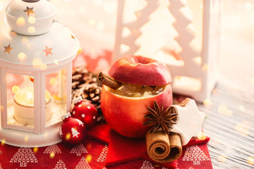 Weihnachts Apfel dekoriert Advent Licht 