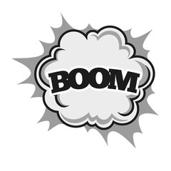 Big boom with powerful sparkle and dust clouds isolated vector illustration on white background.