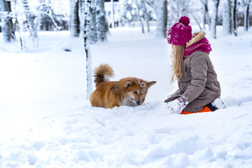 girl and dog
