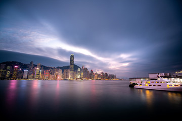 Fototapeta na wymiar Sunset in Victoria Harbor Hong Kong