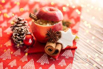 Weihnachsapfel Bratapfel Hintergrund Tisch 
