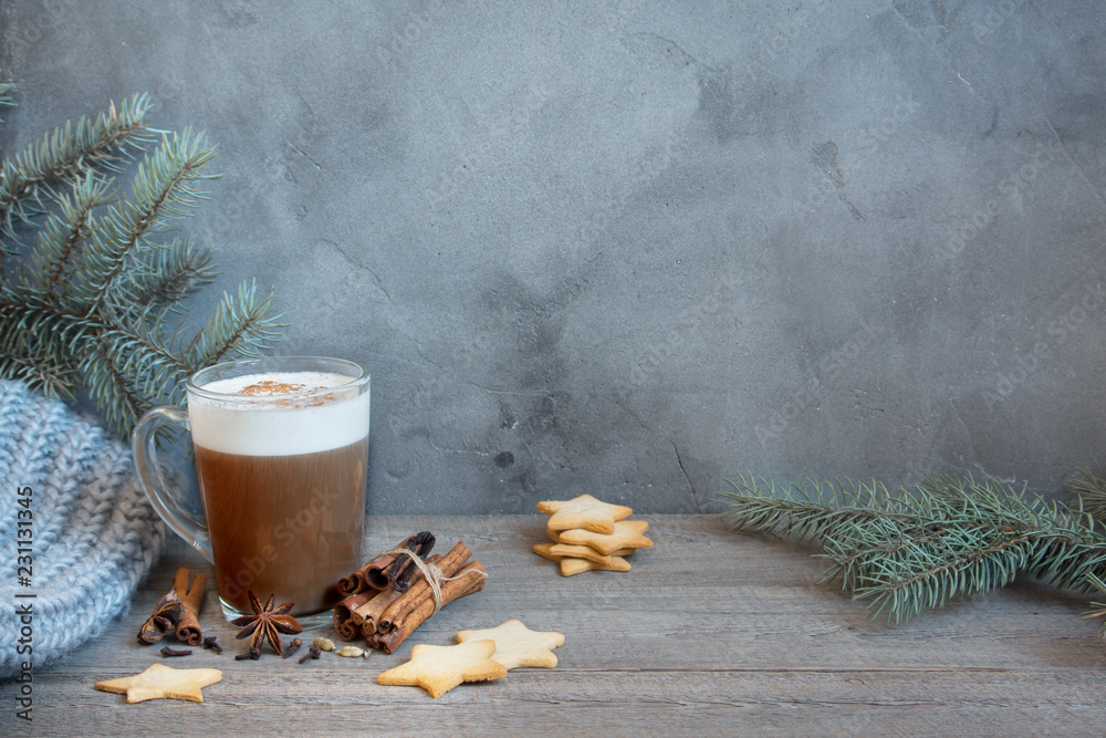 Canvas Prints winter spicy latte and cookies