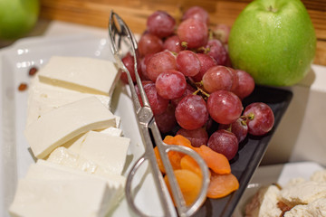 different cheeses on the buffet