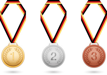 Deutschland Medaillen Gold Silber Bronze Auszeichnung  - obrazy, fototapety, plakaty