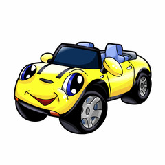 Yelow car - car cartoon - cars toys Vector Illustration